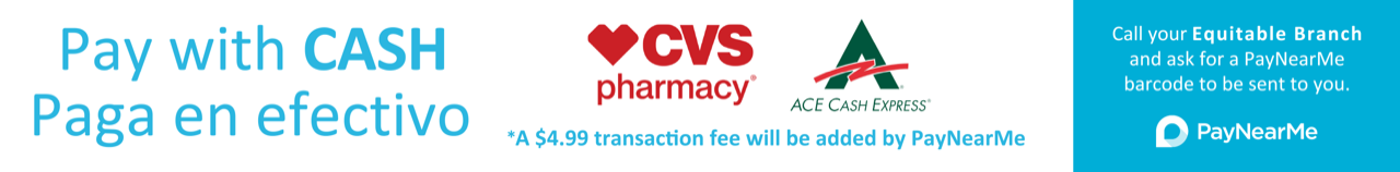 Pay with CASH / Paga en efectivo at CVS and ACE Cash Express via PayNearMe
